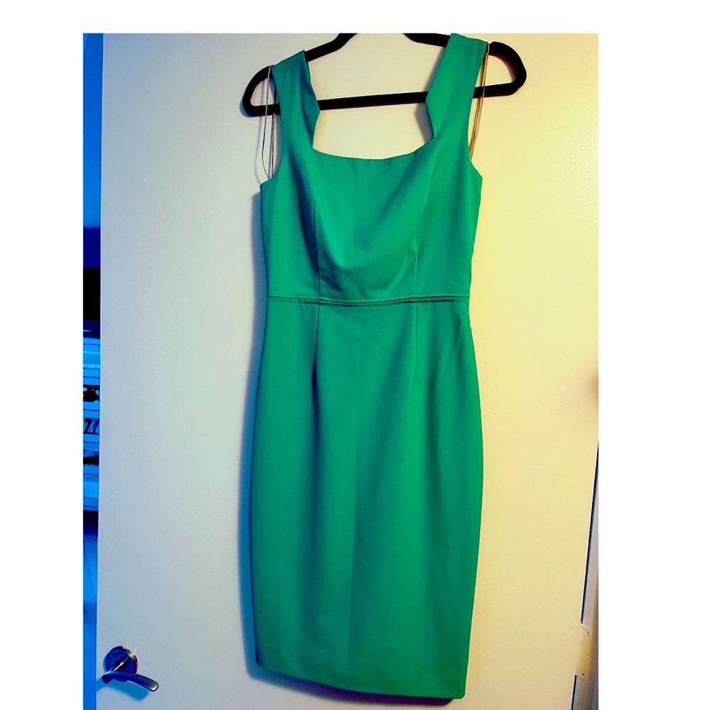 Gently used Rachel Roy green sheath dress with cut out back. Size 2